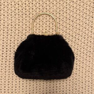 Elegant Black Faux Fur Handbag